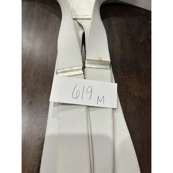 Vintage Elastic Suspenders White One Size Adjustable Clip On Formal Wear Retro - Picture 5 of 6